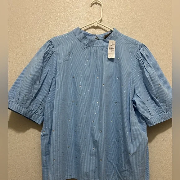 LOFT Crystal Stripe Mock Neck Top - Picture 3 of 11